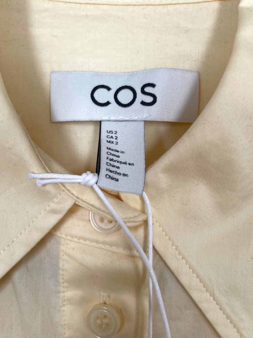 NWT COS Relaxed Short-Sleeved Cotton Shirt in Yellow Size US 2 XS - Picture 4 of 5